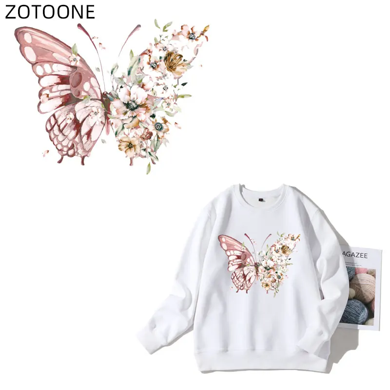 

ZOTOONE Iron on Animal Patch Big Butterfly Flower Patches for Clothes Sticker for Kids Heat Transfers DIY Vinyl Appliques G