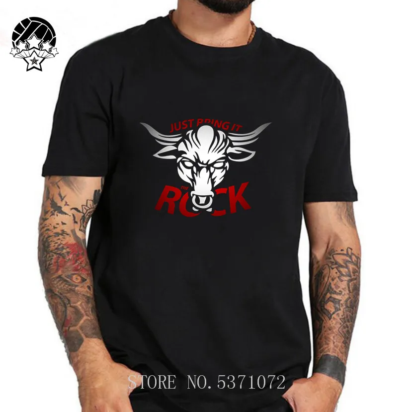 Мужские футболки Дуэйн Джонсон The Rock Brahma Bull Just Bring It 100% хлопковые с круглым вырезом