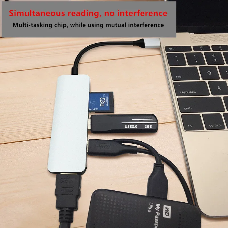 5 в 1 USB C док-станция для ноутбука USB 3,0 HDMI PD Fealushon для MacBook samsung Galaxy S9/S8/S8+ type C док-станция usb-хаб