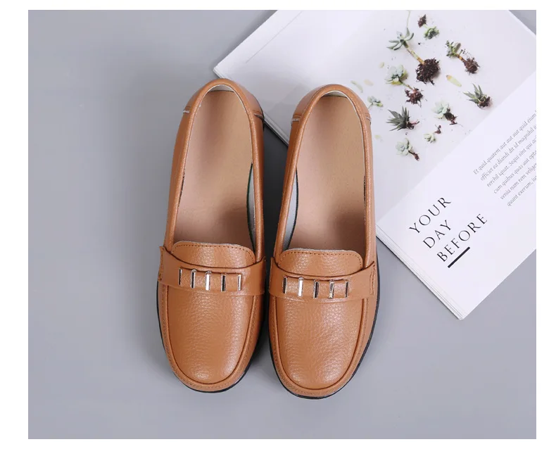 Women shoes genuine leather loafers non-slip solid color casual shoes ladies 2022 new fashion flats woman shoes zapatos de mujer