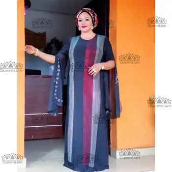 

African Clothing 2019 Diamond Long Dress With Chiffon Sleeve Dashiki Dress For Lady ZX#