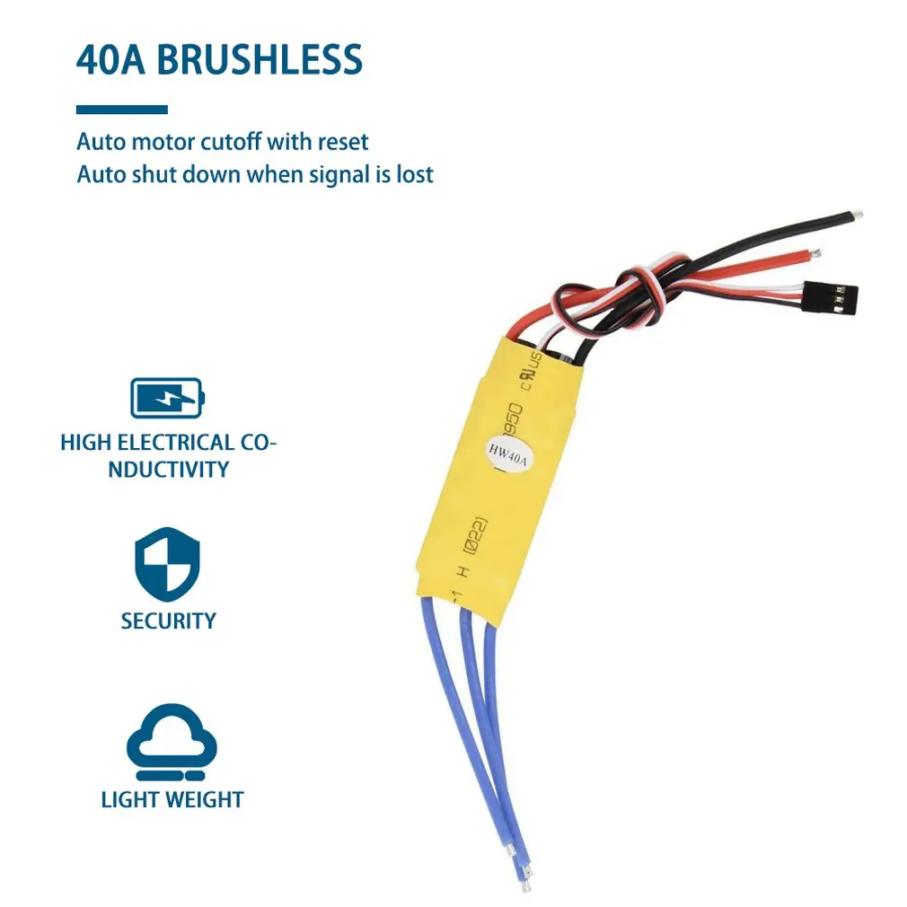 Высокая производительность 40A ESC подходит для Электрический бесколлекторный контроллер скорости двигателя Pro RC Вертолеты Самолеты лодки