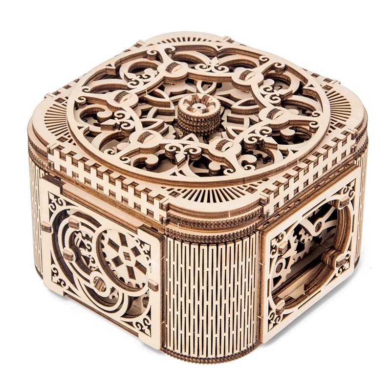 

New Wooden Jewelry Box Assembled Creative Toy Gift Puzzle Wooden Mechanical Transmission Model Assembled Toy DIY Gift