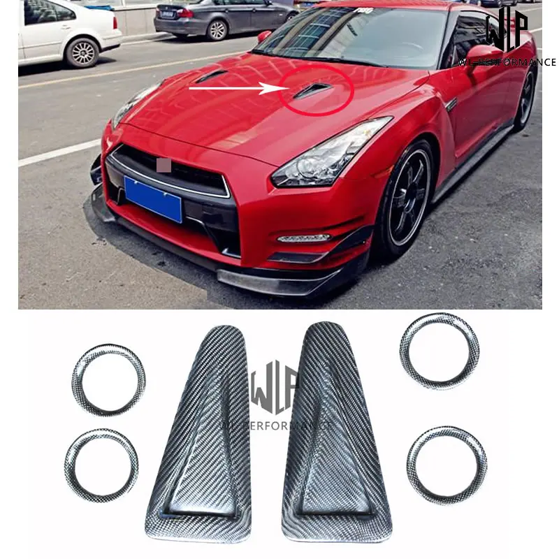 

GTR GT-R R35 High qualiy Carbon fiber Engine hood air vents Air conditioning ring Car styling For Nissan GTR R35 Car body kit