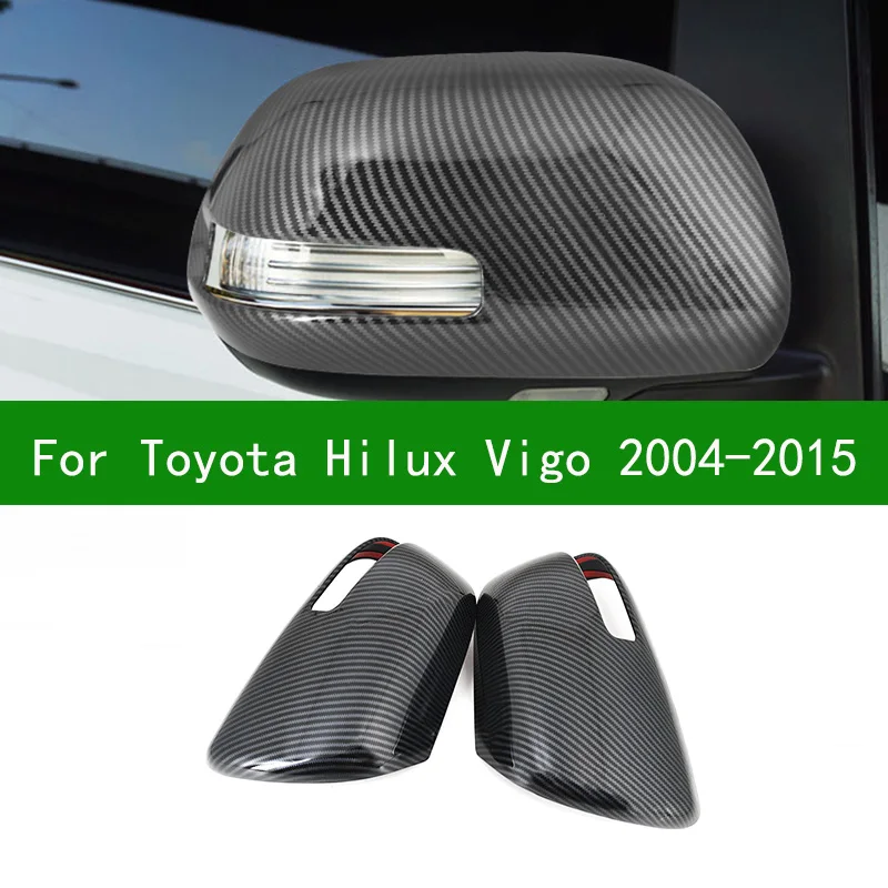 

For TOYOTA Hilux Vigo 2004-2015 car Black carbon fibre Rearview mirror cover trim 2005 2006 2007 2008 2009 2011 2012 2013 2014