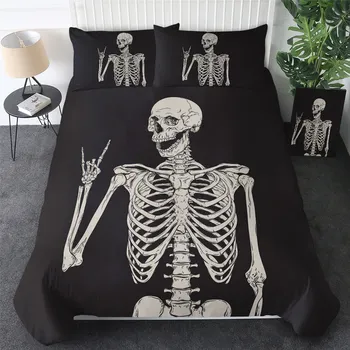 BeddingOutlet Skull Bedding Set Gothic Skeleton Duvet Cover King Size Moon Home Decor Meteor Comic Bedclothes for Kids Dropship 6