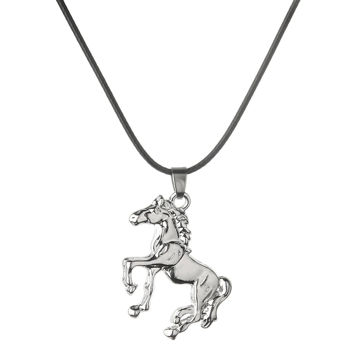 Silver Ожерелье с лошадью, Винтажное колье из нержавеющей стали, макси ювелирные изделия, колье для женщин и мужчин, кулоны, ожерелье, кожаная цепочка - Окраска металла: Silver