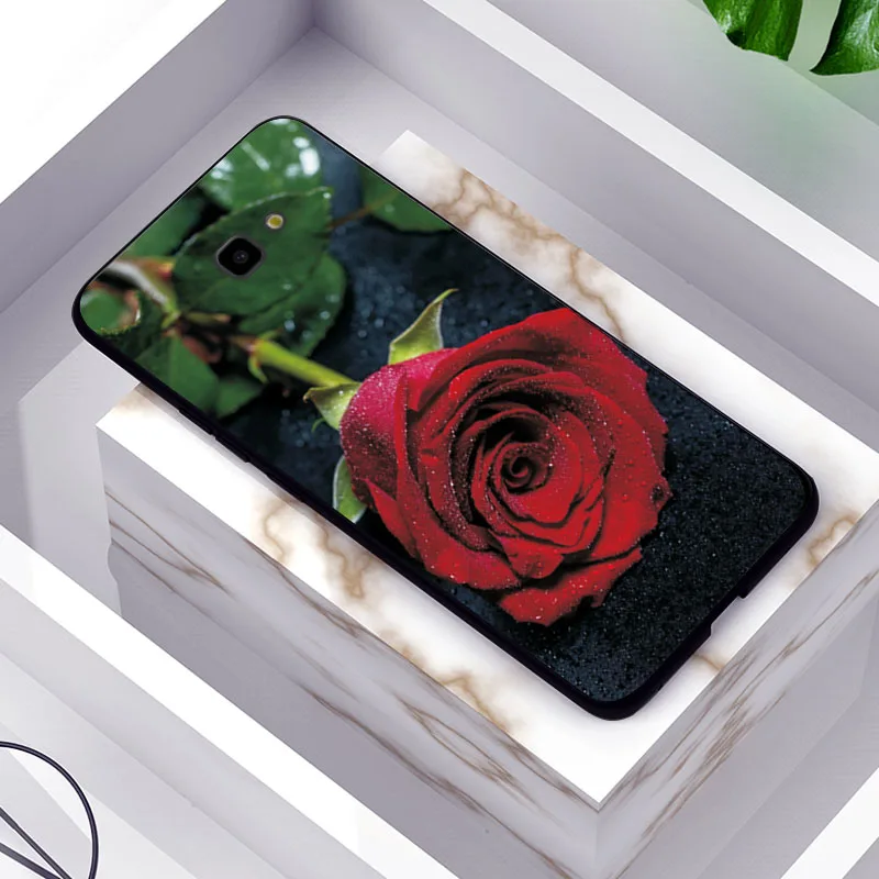 TPUBLK618 Чехол для Samsung J4 J6 Plus, мягкий черный ТПУ чехол с розами для Samsung J4, чехол для J5 J7 Prime, чехол для J3 J5 J7, чехлы - Цвет: TPUBLK618