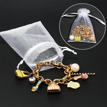 

100pcs/lot 7x9cm Organza Bags Jewelry Packaging Bags Wedding Party Decoration Drawable Bags Gift Pouches Candy bag