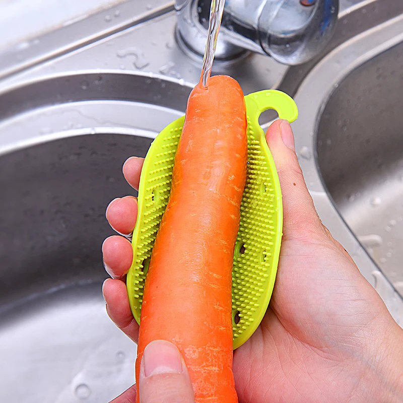 

KITPIP 1pc multi-purpose Silicone Vegetable&Fruits Easy For Potato Ginger Brush Cute Carrot Shape Cleaning Brush Z9D0