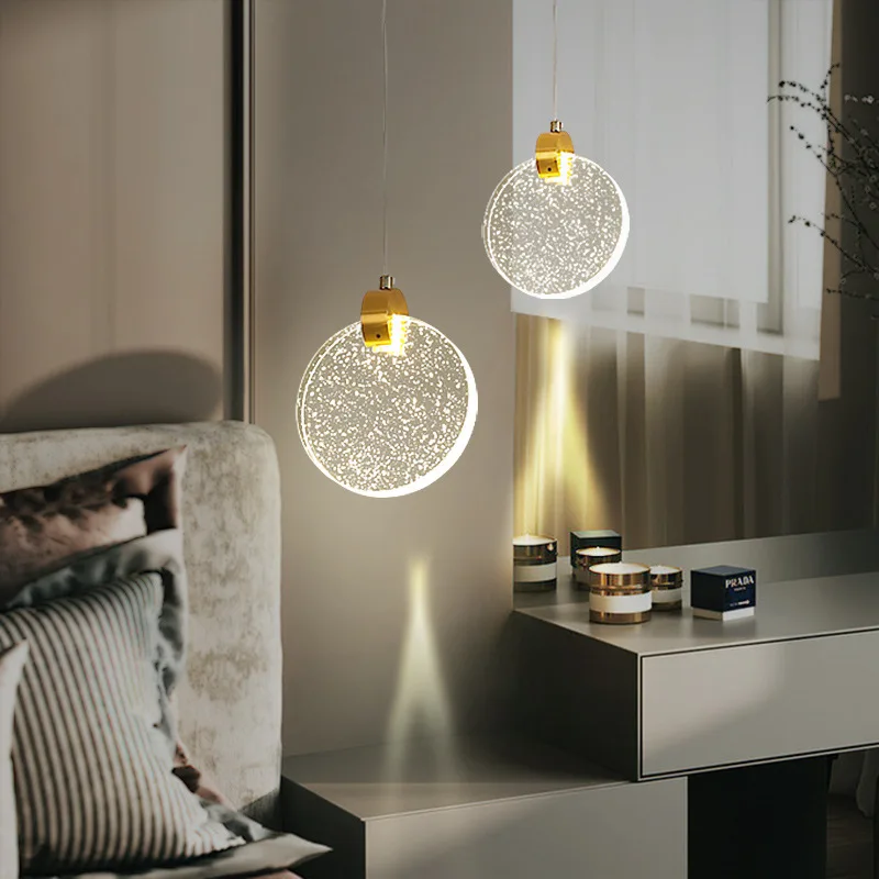 

Modern LED Gold Crystal Luxury Glass Pendant Light Lighting for Bedside Bedroom Living Dining Room Office Bar Home Hanging Lamp