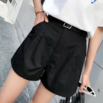 

Summer Women Casual Shorts High Waist Loose Wide Leg Shorts Fashion Ladies Black Shorts