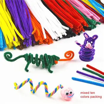 

100PCS Hair Root Twisted Stick Plush Strip Children Educational Toy DIY Handmade Material Plush Stick Craft Supplies Plush Stick