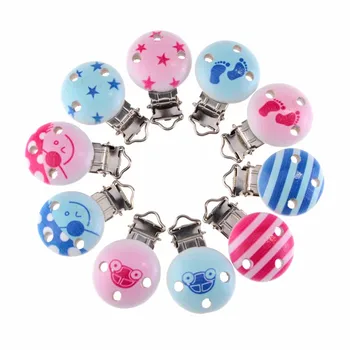 

5PCS DIY Accessories Pacifier Clip A Variety Of Candy-colored Clip Baby Pacifier Chain Accessories Wooden Clip