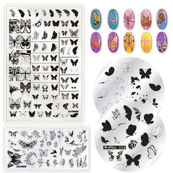 

1Pcs Butterfly Pattern Nail Stamping Template Plates Flowers Image Rectangle Nail Art Stamp Plate Manicure Stencils Tool