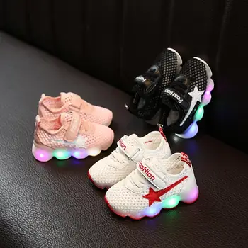 

Fashion Children LED Sneakers Summer Kid Baby Girls Boys Candy Color Led Shoes Mesh Luminous Sport Run Kids Sneakers Sandals