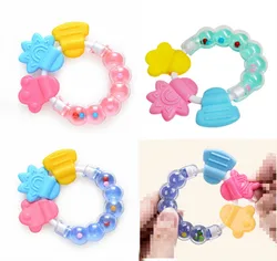 Anneau de dentition en Gel de silice pour bébé, nouveau jouet éducatif, hochet rond, jouet de lit, cloche à main, cadeau pour bébé 