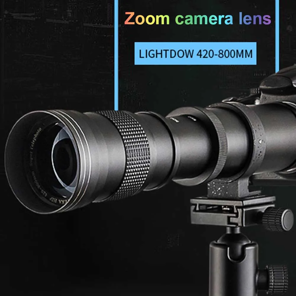 

420-800mm Multi Coating Durable Long HD Super Telephoto Manual Zoom Camera Lens Wildlife Optical Glass Alloy Photography Outdoor