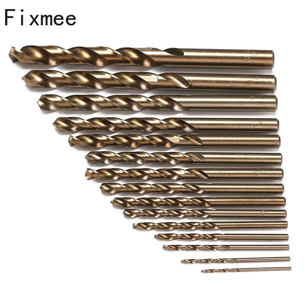 40-133mm Length Wood15pcs Cobalt Drill Bits For Metal Wood Working M35 HSS Co Steel Straight Shank 1.5-10mm Twist Drill Bit