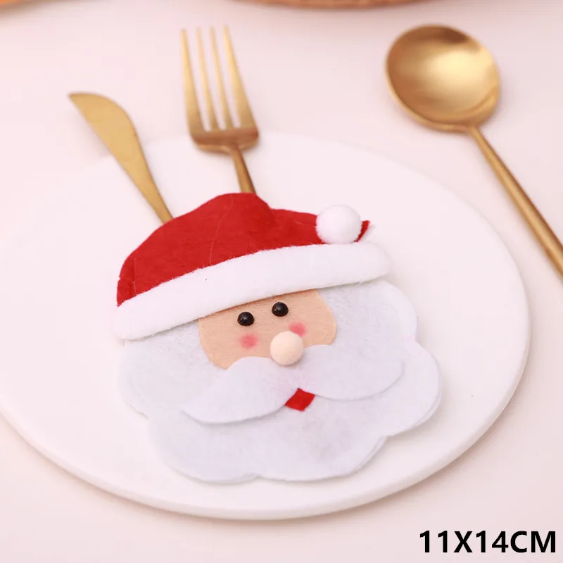 15-Santa Claus Рождественские украшения для столовые приборы для дома нож, вилка, набор симпатичная Рождественская шляпа инструмент для хранения столовых приборов держатель сумка на год подарки - Цвет: 15-Santa Claus