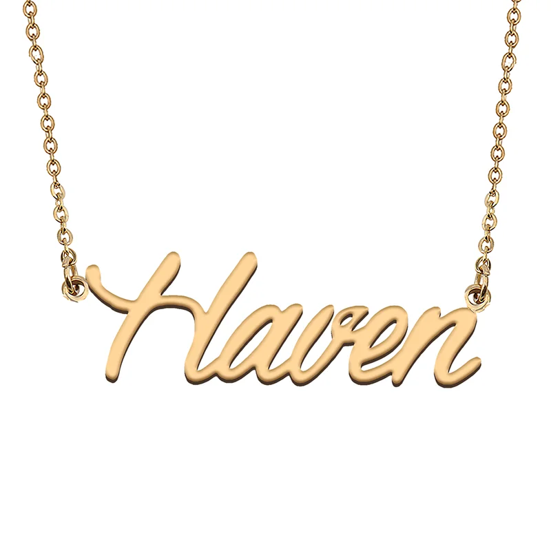 Haven Custom Name Necklace Customized Pendant Choker Personalized Jewelry Gift for Women Girls Friend Christmas Present