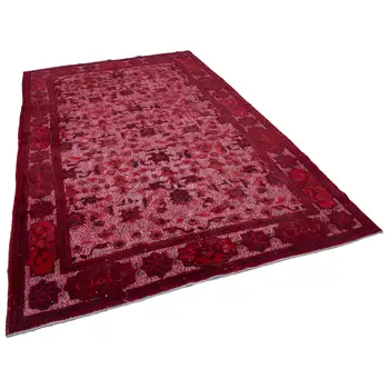 

216x338 Cm Red Handmade Over Dyed Rug-7x11 Ft