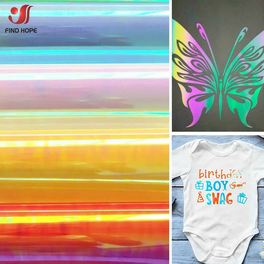 Holographic Iridescent Heat Transfer Vinyl Sheet Iron-on Heat Press T-shirt  Cricut Film Htv Printing Clothing Christmas Decor - Decorative Films -  AliExpress