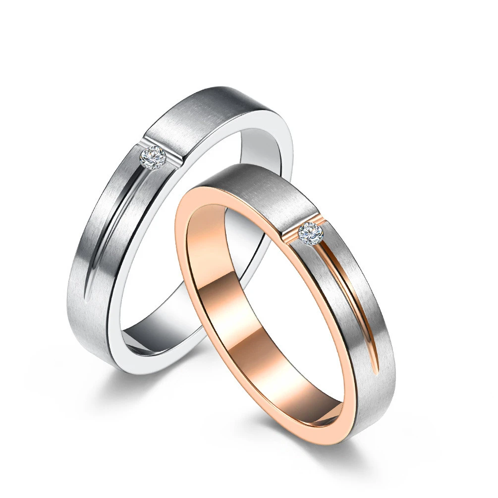 T Shaped Matte Diamond Crystal Rhinestone Titanium Steel Ring Men S And Women S Couple Rings Engagement Rings Aliexpress