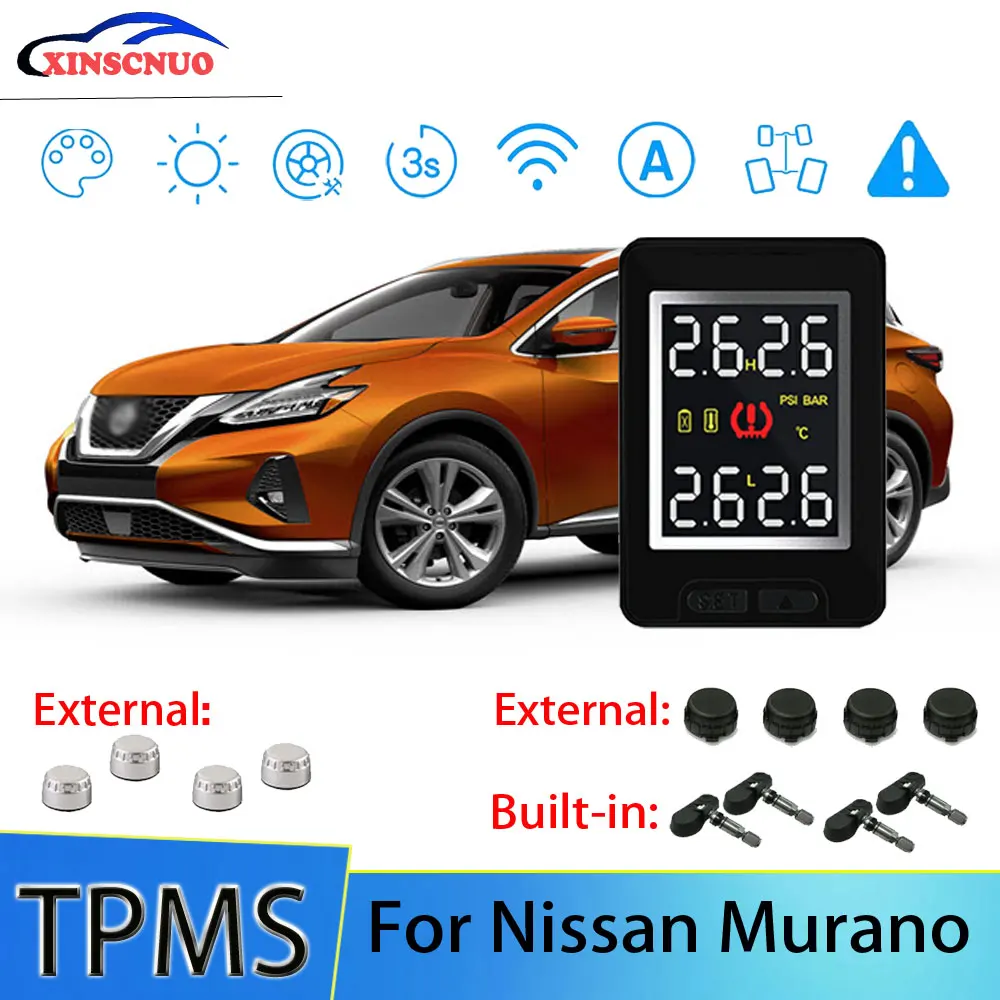

XINSCNUO Car Electronics Wireless For Nissan Murano TPMS Tire Pressure Monitoring System Sensor LCD Display