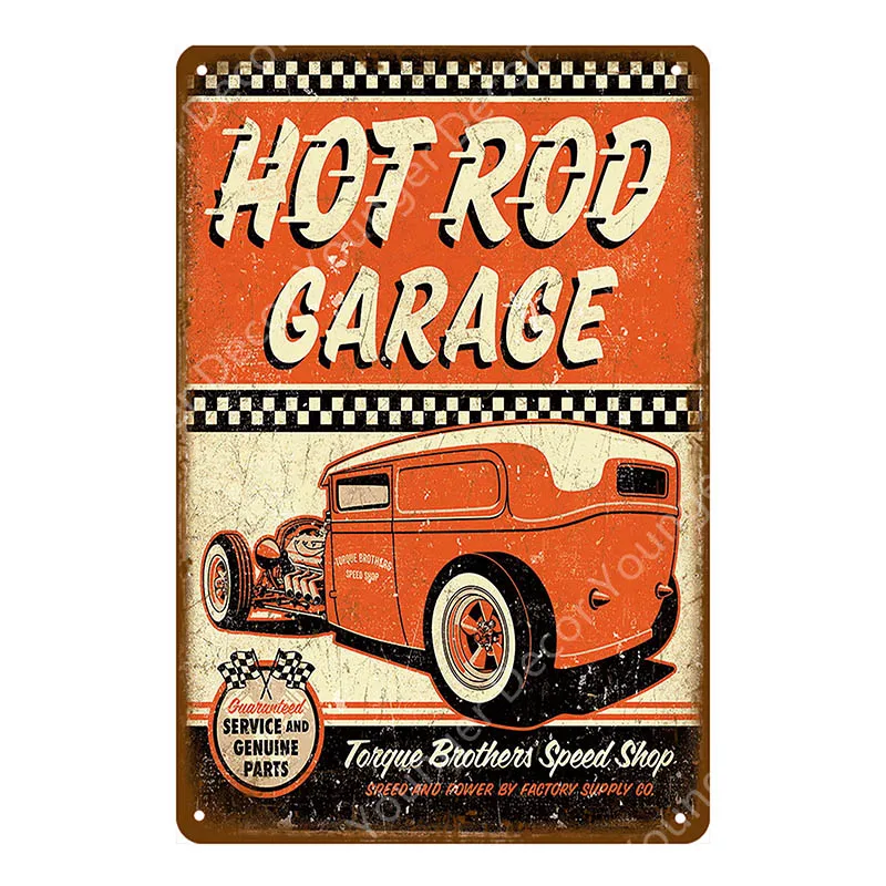 YD4444AI Hor Rod Garage металлические знаки открываются 24 часа табличка Металл ВИНТАЖНЫЙ ПЛАКАТ Ретро гараж человек пещера Настенный декор железная живопись YI-125 - Цвет: YD4444AI