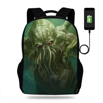 

Mens Cthulhu Print Multifunction Backpack USB Charging School Bags for Teens Girls Laptop Backpack Travel Bags