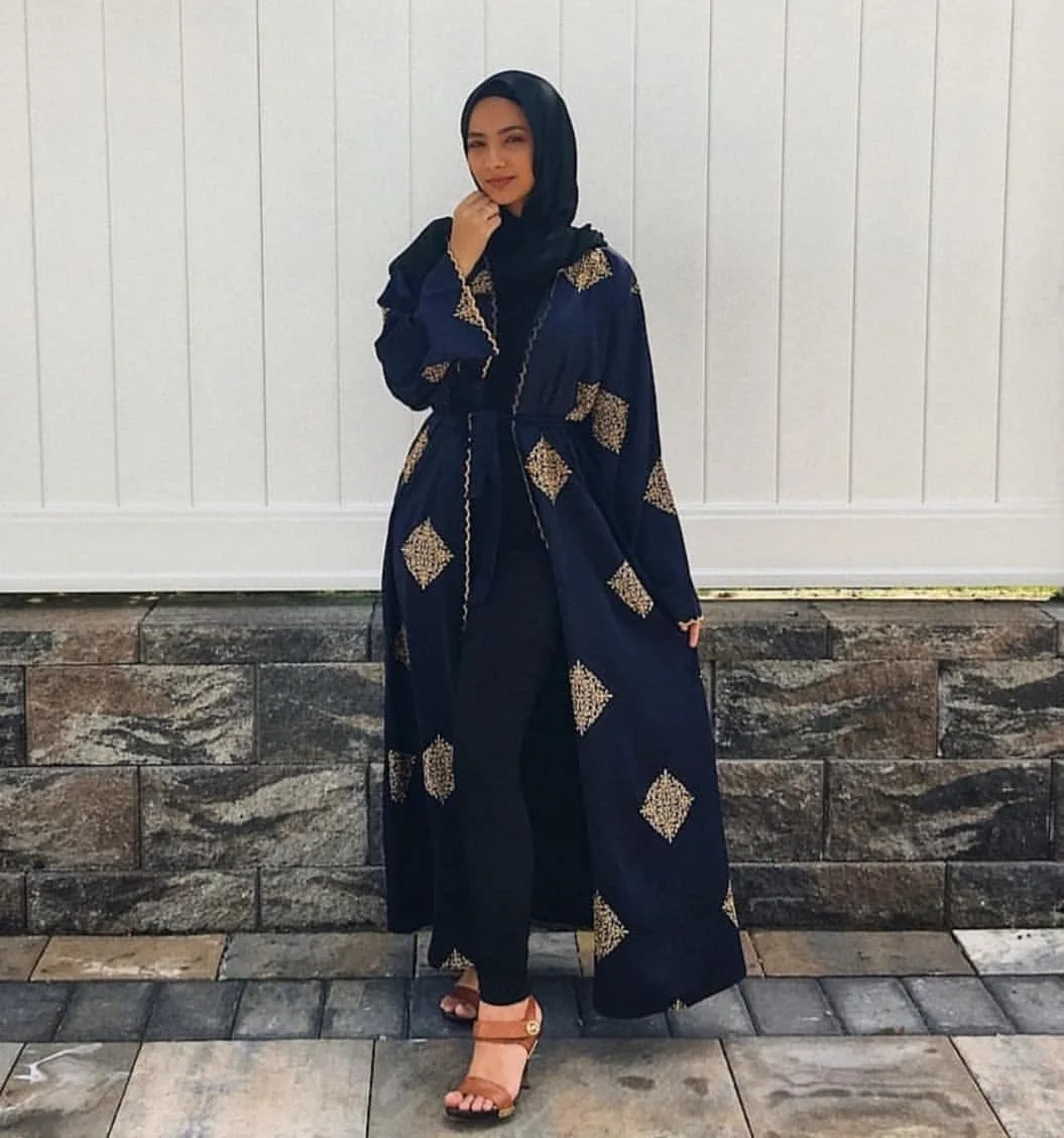 Осень, Новое поступление, мусульманский Женский вышитый открытый кардиган, Дубай, Турецкая абайя, халаты, ислам, женская одежда
