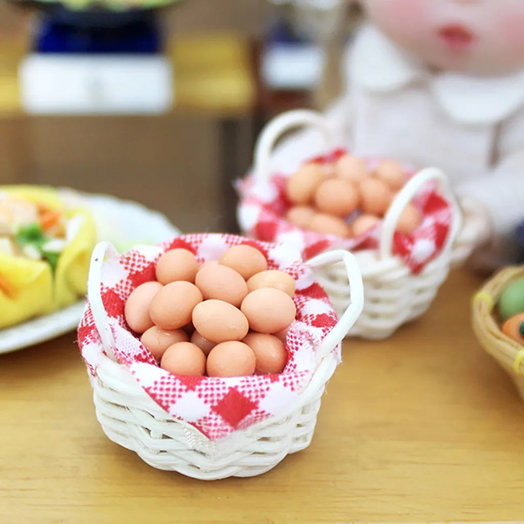 1 шт. Kawaii 1/12 Миниатюрные аксессуары для кукольного домика мини-яйцо модель корзины аксессуары для кукольного домика игрушки для детей подарок игрушки для детей