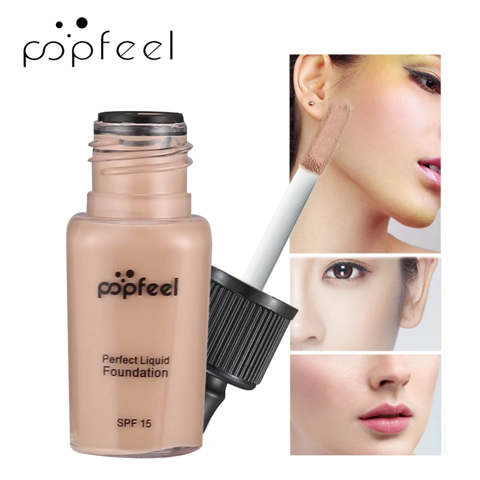 

POPFEEL Facial Make-Up Liquid Foundation 24 Hours Lasting Makeup Base Soft Matte Long Wear Oil Control Concealer Face Foundation