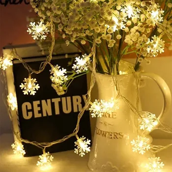 

New 20LED Plastic Snowflake Shape Light String Home Decorative Christmas Day Led String Lights Lantern 2.35M Holiday Lantern