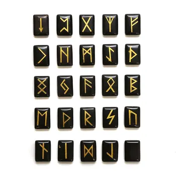 

Wholesale 25pcs/lot Natural Tiger Eye Stone Viking Runes Set Divination rectangle Stones multiple colours for men women