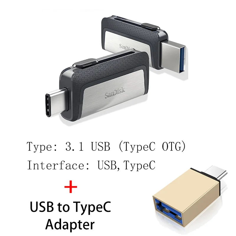 USB флеш-накопитель sandisk type C OTG 64, 128 ГБ, флешка 128 ГБ, 64 ГБ, 32 ГБ, 256 ГБ, флеш-накопитель 3,1, USB флешка, диск на ключ, память для телефона - Цвет: SDDDC2 B