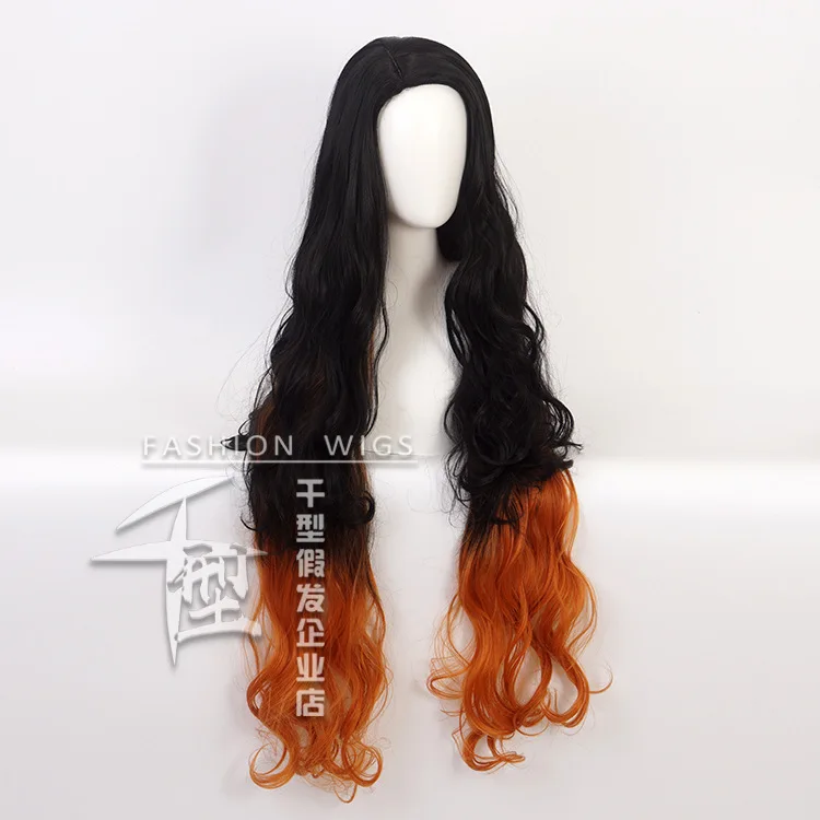 Japan Anime Demon Slayer Kimetsu no Yaiba Kamado Nezuko Cosplay Costume Wig Long Curly Gradient Party Hair High quality