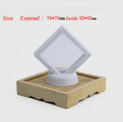 White 70x 70mm Clear Jewelry Suspended Coins Floating Display Case Stand Holder Box Pretty Shelves Holder for Specimen Display - Цвет: White 70x 70mm