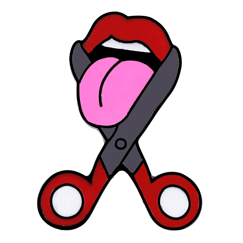 Tongue Винтажные эмалированные булавки с ножницами и язычком, красные, черные, губы, кнопка, значок, джинсовые куртки, нагрудные булавки для мужчин и женщин, Панк крутые ювелирные изделия - Окраска металла: Tongue