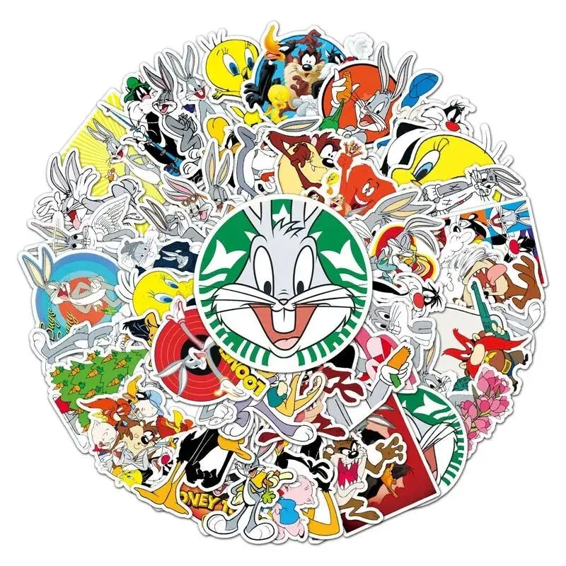 50 шт. водостойкие стикеры в стиле аниме Looney Tunes Bugs Bunny s наклейки для детей на