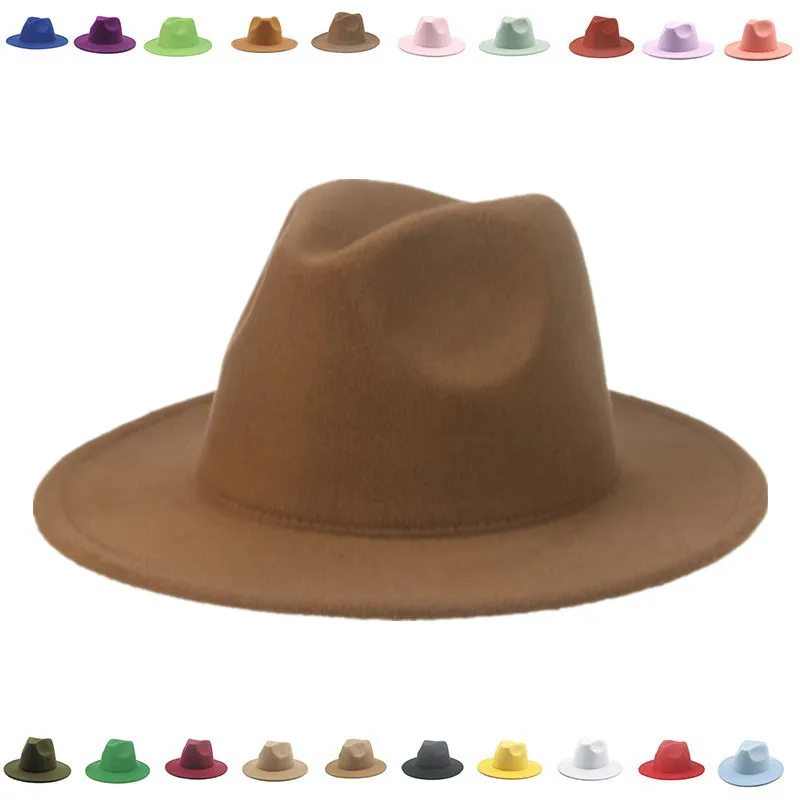 Fedora Hats Women Wide Brim Band Belt 