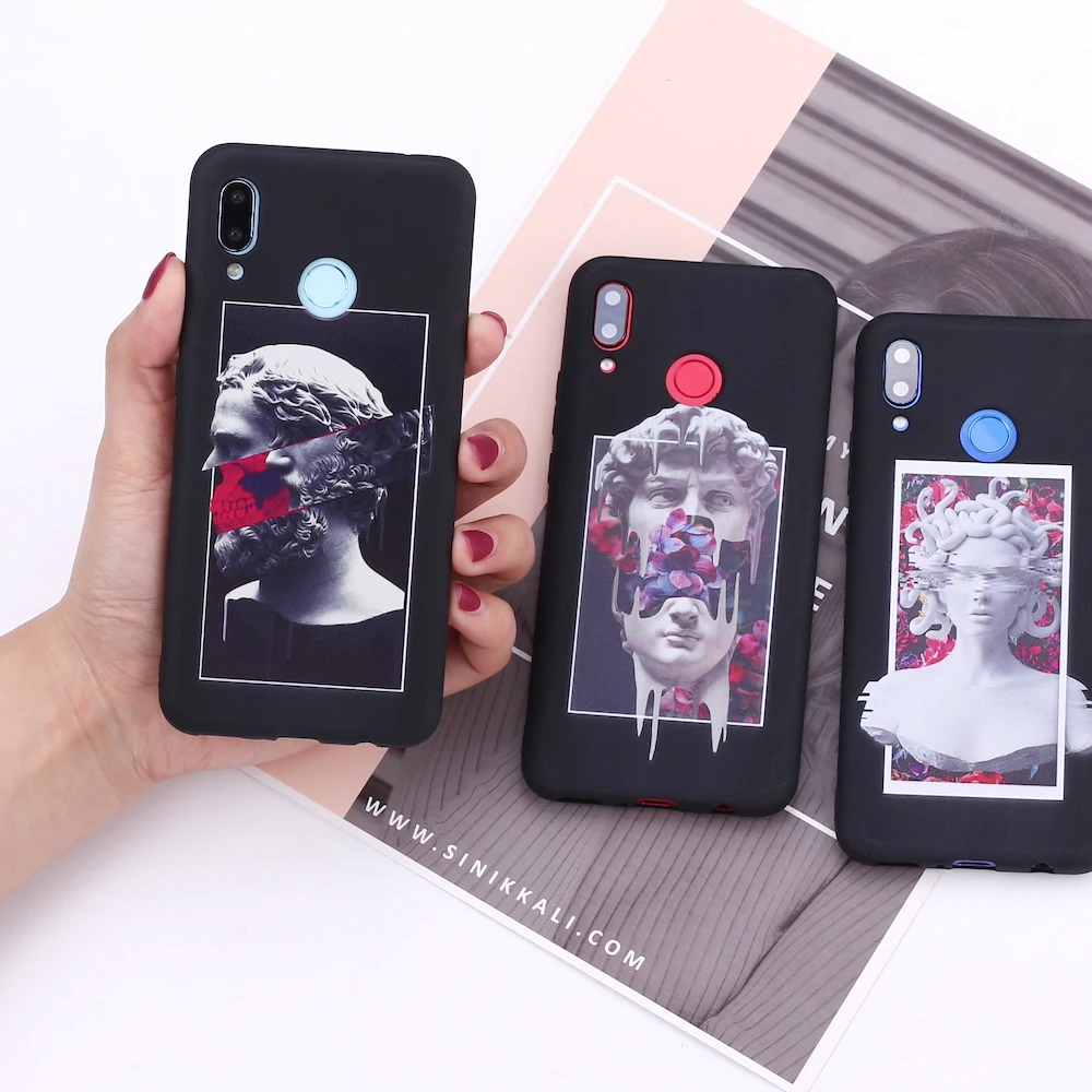 

For Xiaomi Mi Redmi Note 5 6 7 8 9 10 lite Pro Plus Fashion Abstract Art Statue Silicone Phone Case Cover Capa Fundas