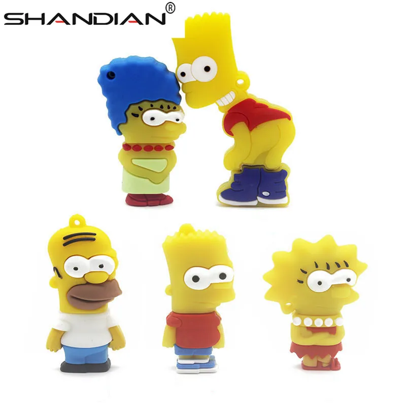 SHANDIAN Bart Simpson Mouse Wolf 4 ГБ 8 32 64 Гб карта памяти U Disk PenDrive Homer Pen Drive USB Flash Drive|flash drive|usb flash