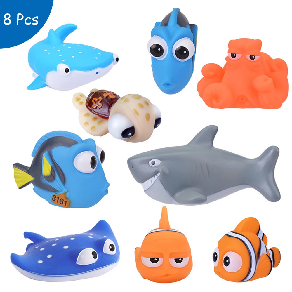 Bebé juguetes de baño buscando Nemo Dory pulverizador flotante agua juguetes de goma suave baño jugar animales niños baño pez payaso de juguete