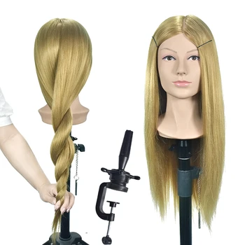 

Training Head With Blonde Hair Doll Head Professional Hairdressing Head Mannequin Makeup Face Gold Hair Manican Head