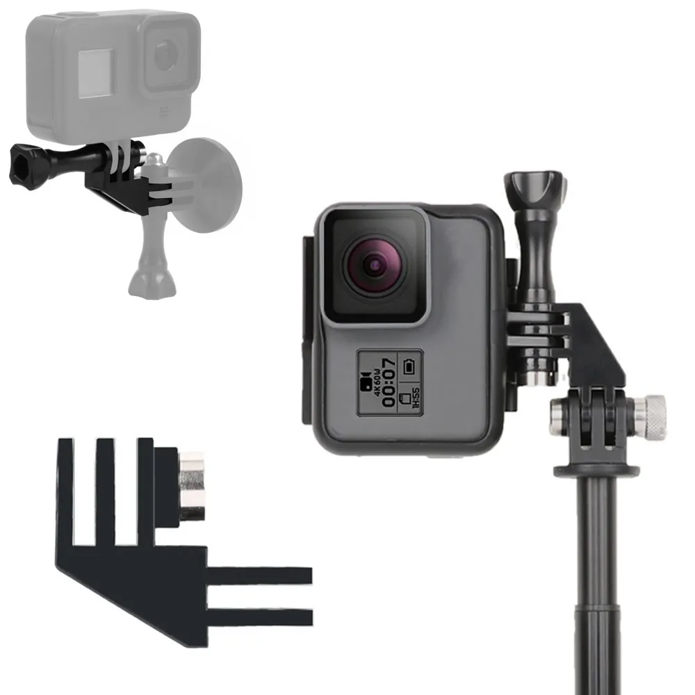 Adaptador de 90 grados, brazo de ajuste, multiconversión para Gopro Hero 9, 8, 7, 6, 5, 4, 3, Black, SJCAM Xiaoyi, 4K, Eken, H9r, Go Pro, accesorios