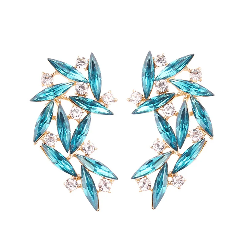 LUBOV красочные Resion крылья серьги гвоздики бутик Кристалл Камень для женщин пирсинг серьги модные свадебные украшения Рождественский подарок - Окраска металла: blue