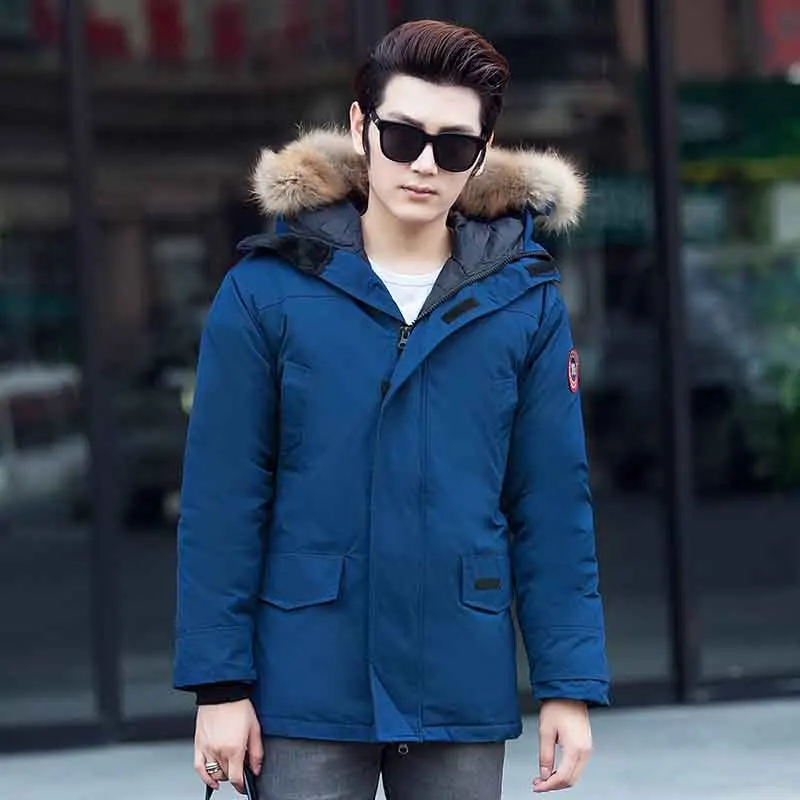Трендовое зимнее пальто Мужская гусиная парка куртка пальто в стиле милитари одежда теплая утепленная пуховая верхняя одежда мужская Homme