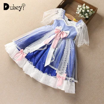 

Lolita Style Girls Princess Dress 2020 New Summer Big Bow Teenager Girl Voile Tulle Short Sleeve Costumes